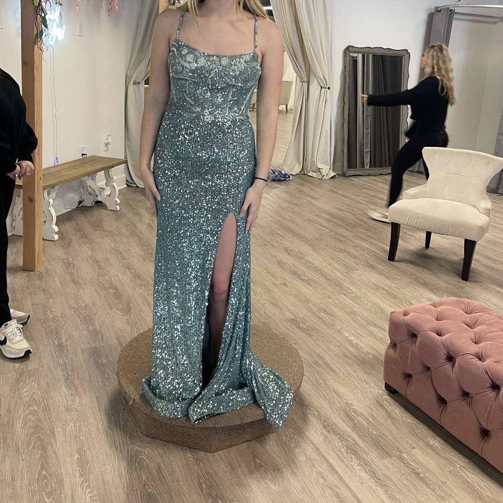 Colette by Mon Cheri Sage Prom Dress Size 4